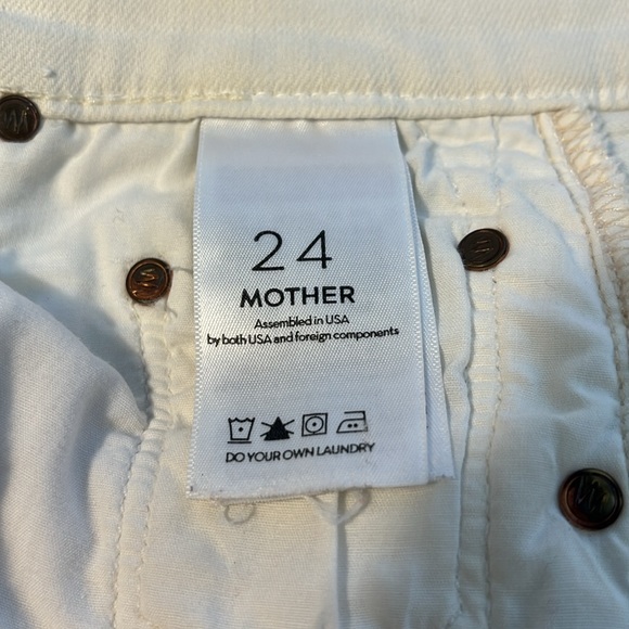 MOTHER Insider Crop Step Fray Jeans Size 24 White with Black Stripes - Picture 5 of 11